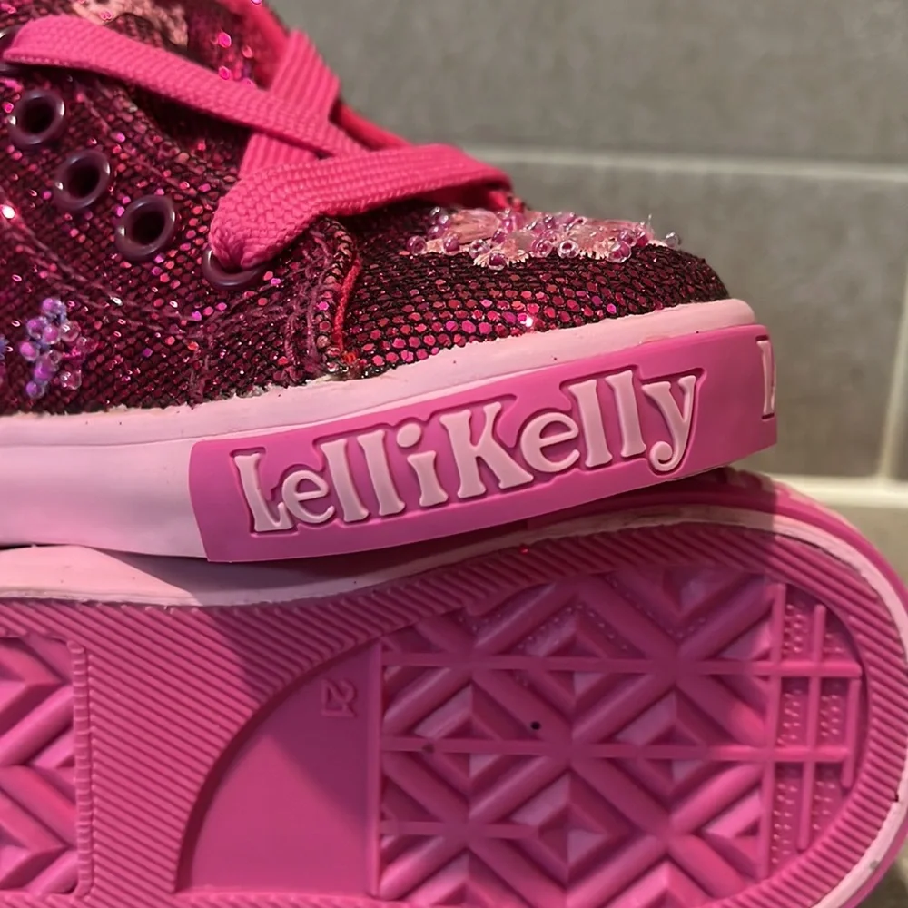 Lelli Kelly Jasmine Shoes Sneakers Sequins purple Infant Toddlers Girls Size 6.5